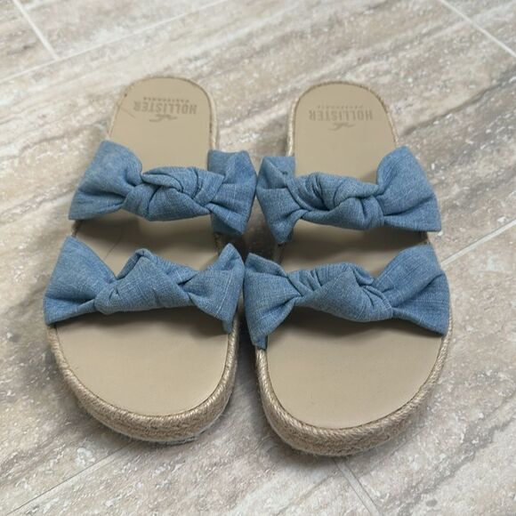 Hollister denim knotted slides – size 7 - Picture 2 of 5